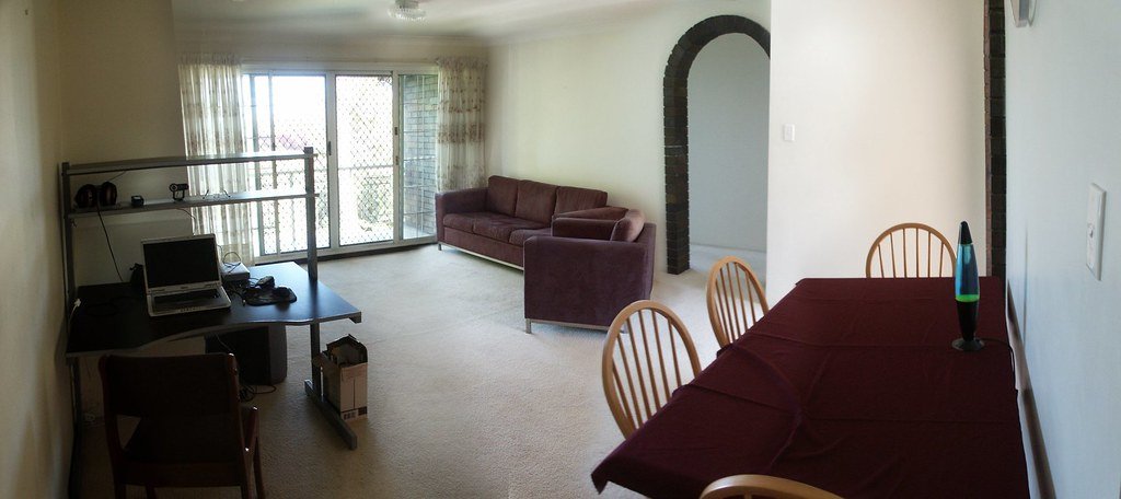 Small apartment living space with efficient storage solutions