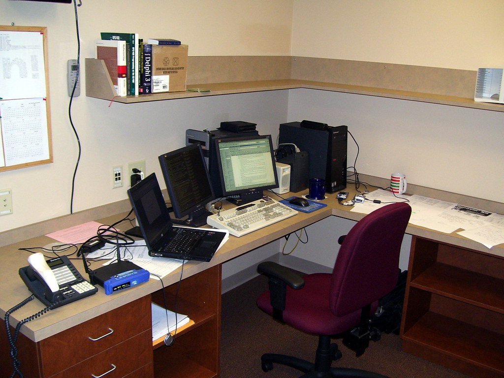 Tidy home office desk setup with organized supplies
